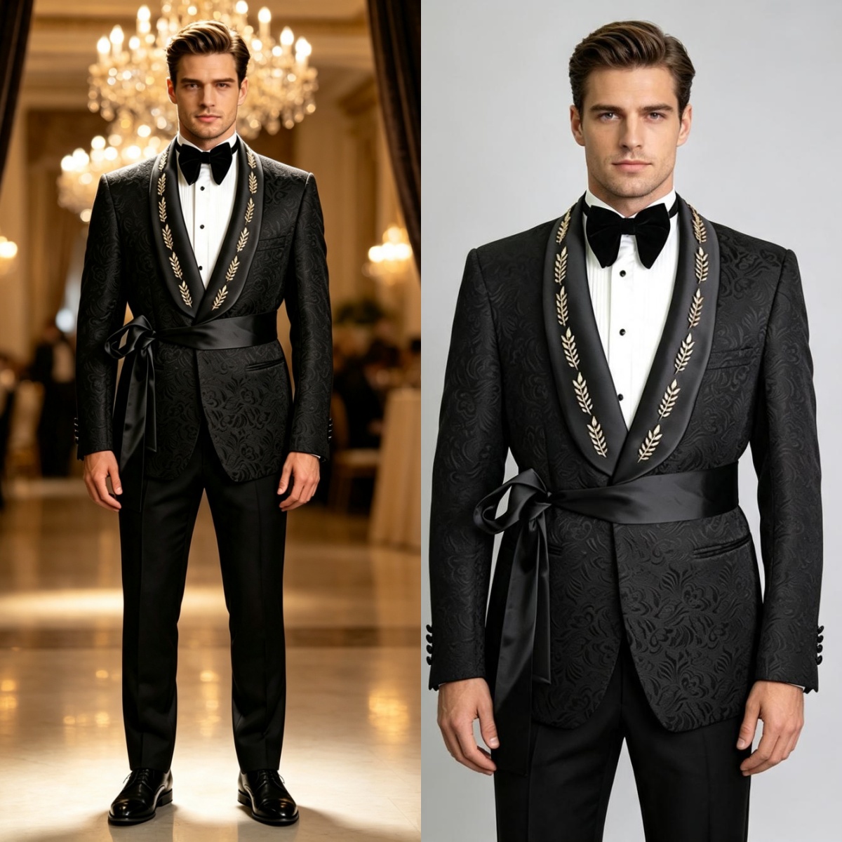 Men'S Formal Wear For Graduation - Formal Wedding Tuxedos Jacquard Sash 2