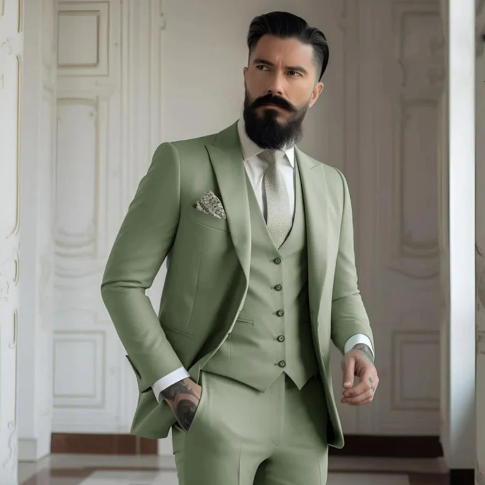 3 Pieces Post Khaki Suits Men  - Khaki Formal Wear Men 评论和价格