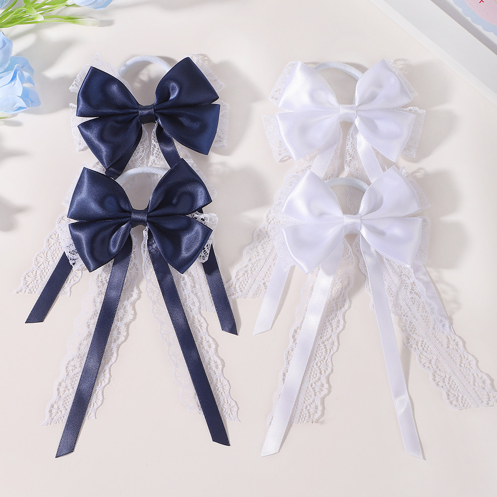 2Pcs Satin Lace Long Tail Bow  - Satin Bow Tie 评论和价格
