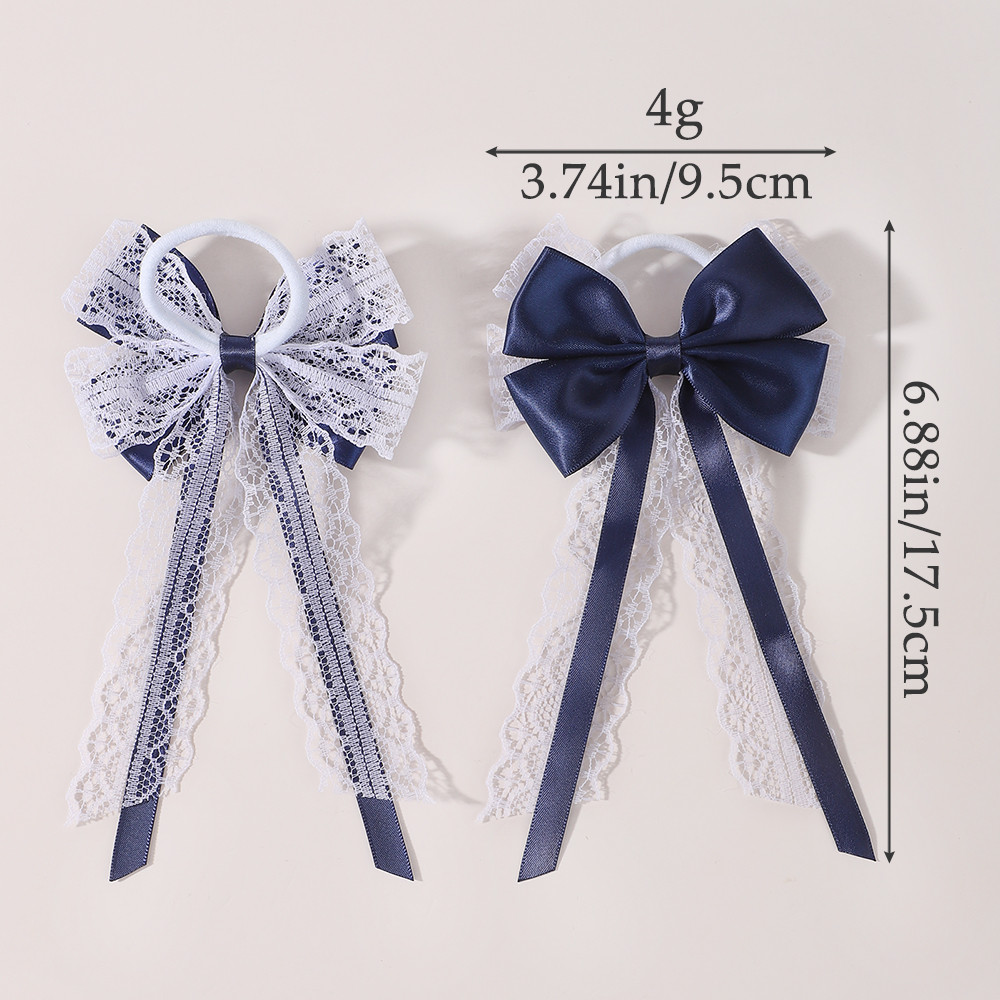 2Pcs Satin Lace Long Tail Bow  - Satin Bow Tie 评论和价格