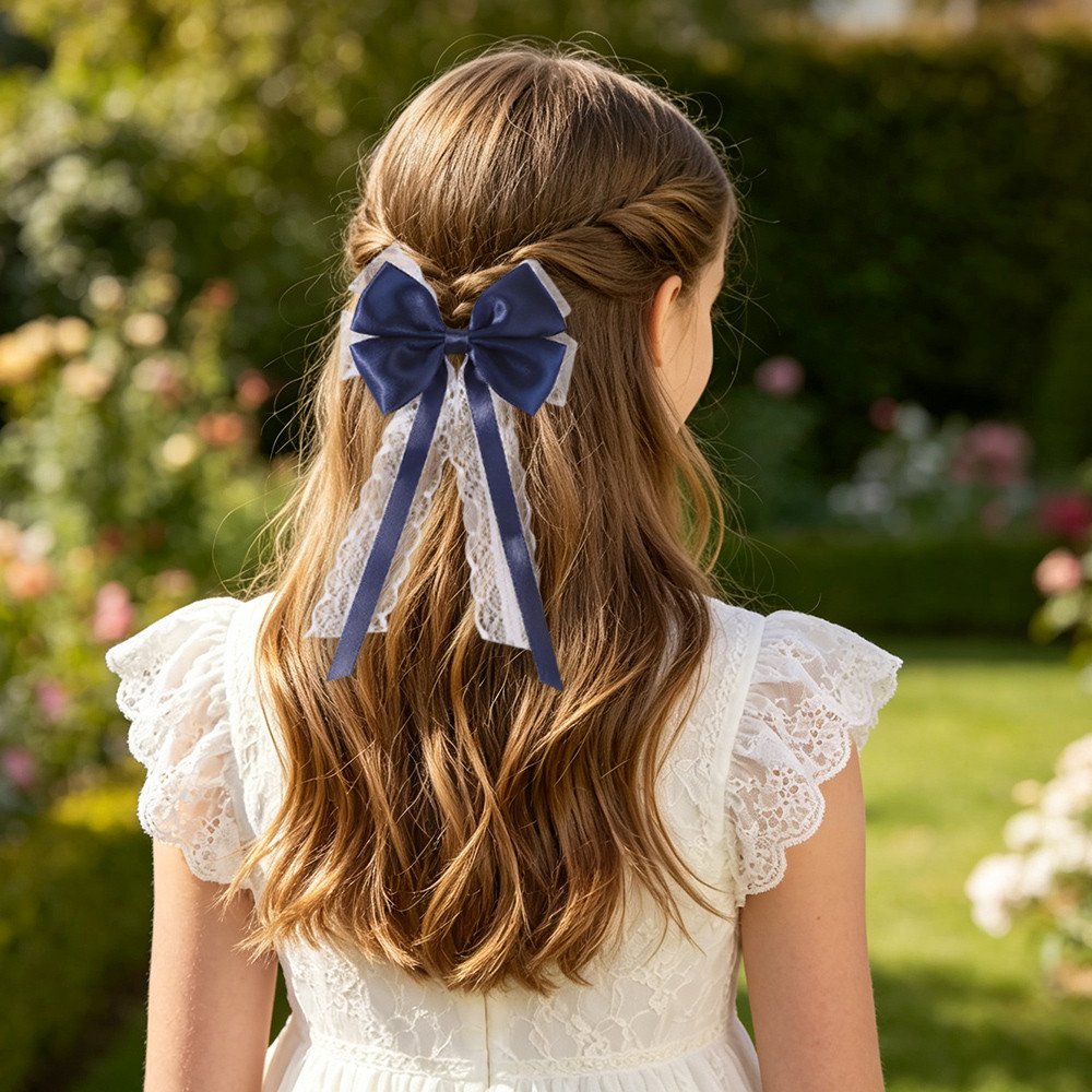 2Pcs Satin Lace Long Tail Bow  - Satin Bow Tie 评论和价格