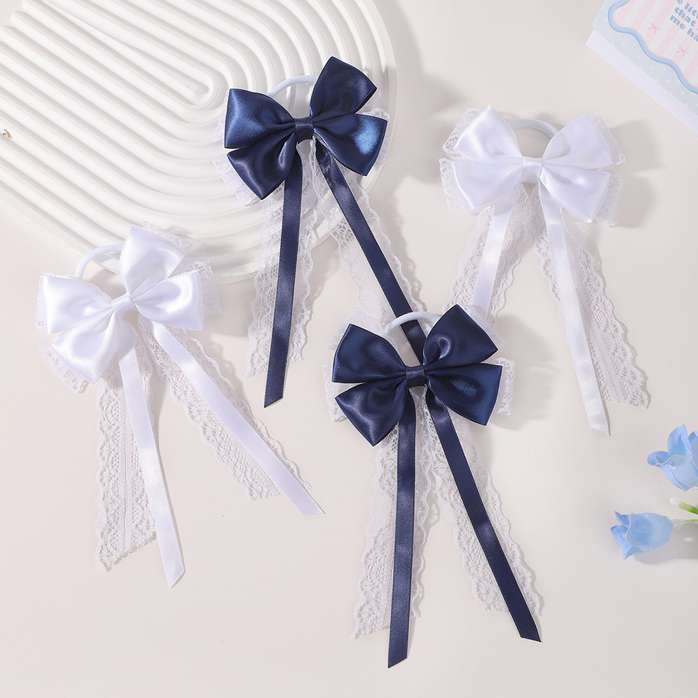 2Pcs Satin Lace Long Tail Bow  - Satin Bow Tie 评论和价格