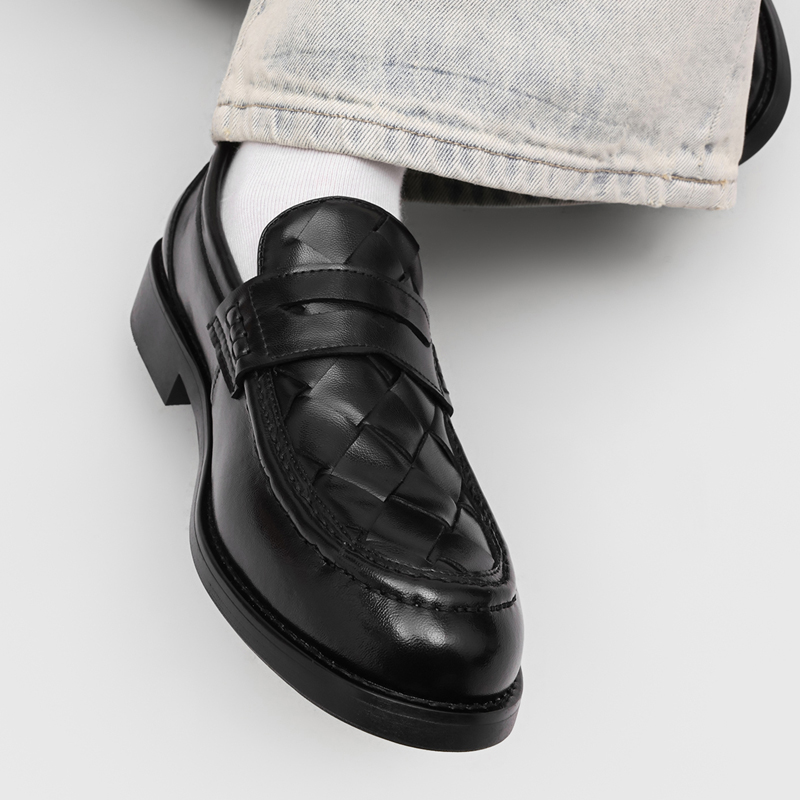 Men handmade woven penny loafe - Formal Men Daily Wear Shoes 评论和价格