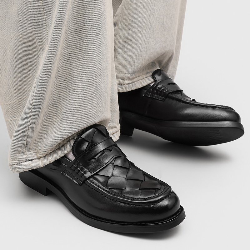Men handmade woven penny loafe - Formal Men Daily Wear Shoes 评论和价格