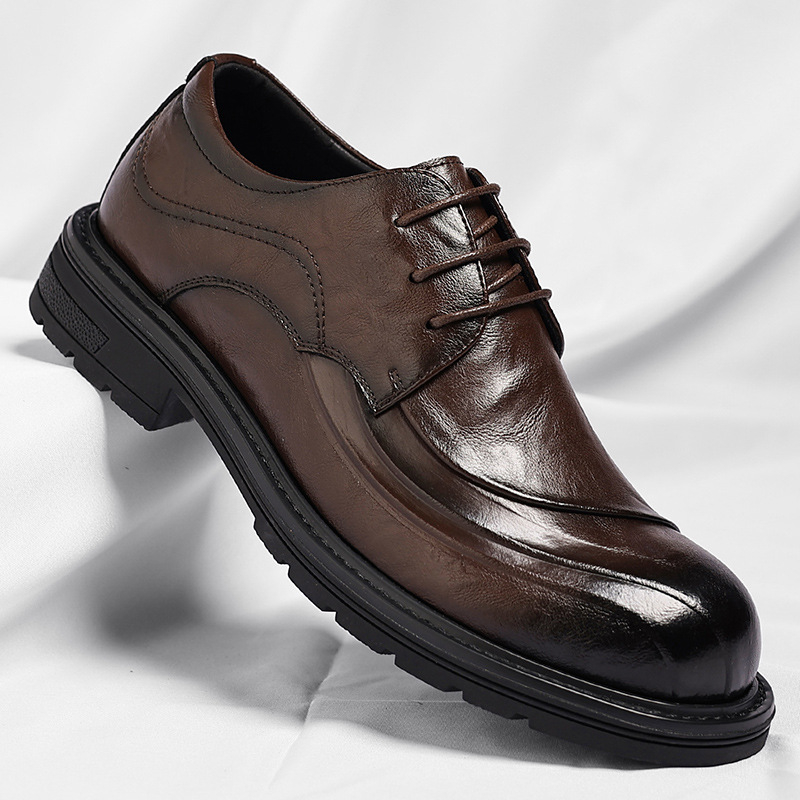 Brown Burnished Genuine Leathe - Men Formal Wear Fashion 评论和价格
