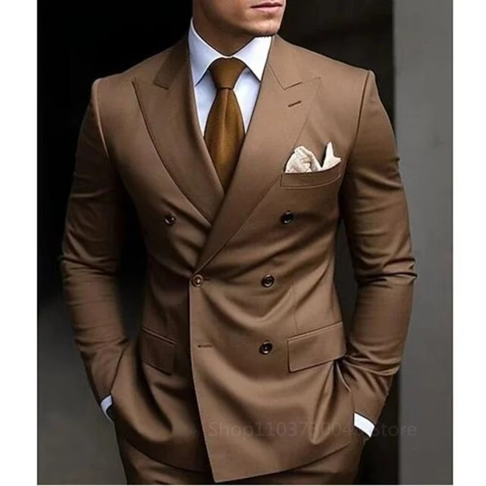 2 Piece Brown Smoking for Dail - Men'S Formal Wear For Graduation 评论和价格