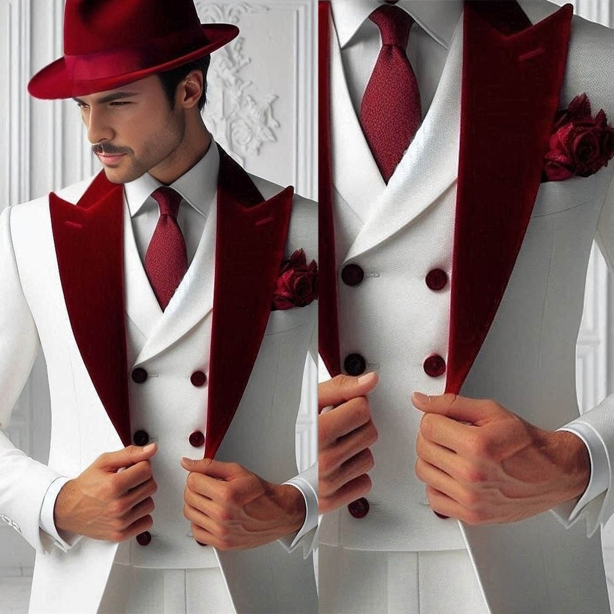 Formal Man Tuxedos Velvet 3 Pc - Men'S Formal Wear For Graduation 评论和价格