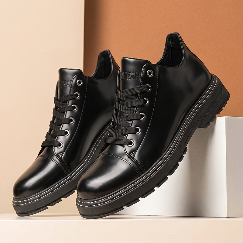 Men Black Lace‑up Leather Shoe - Formal Men Daily Wear Shoes 评论和价格