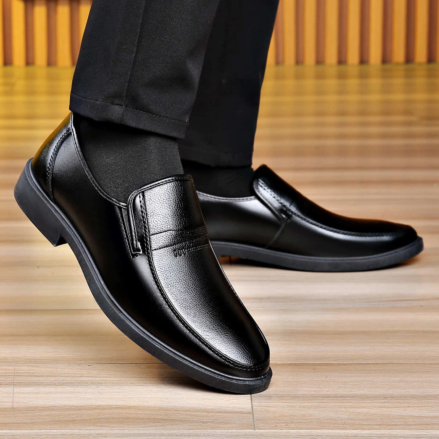 Men's Slip‑on Business Leather - Formal Men Daily Wear Shoes 评论和价格