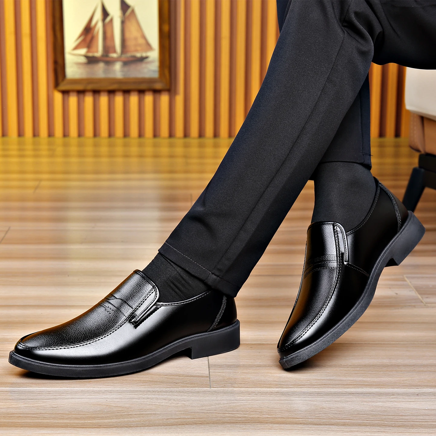 Men's Slip‑on Business Leather - Formal Men Daily Wear Shoes 评论和价格