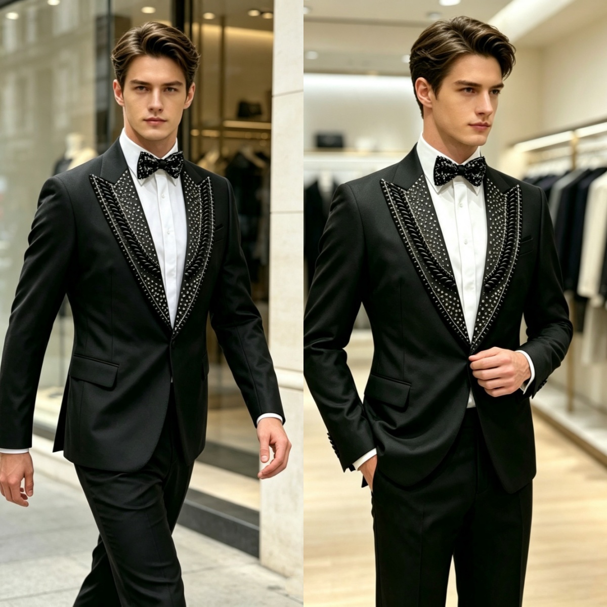 Formal Wedding Tuxedos Rhinest - Men'S Formal Wear For Graduation 评论和价格