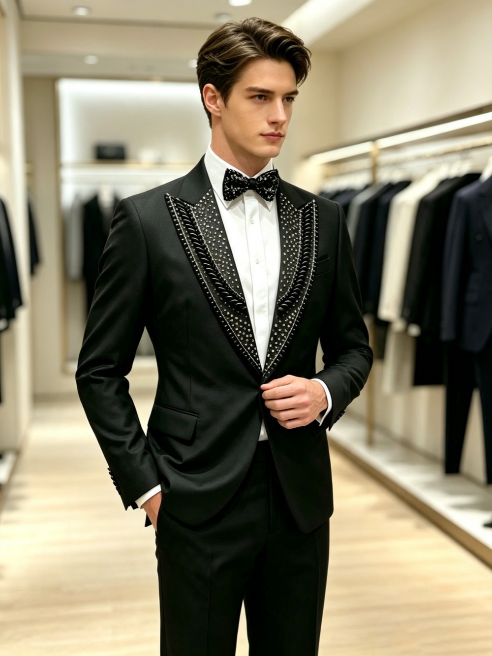 Formal Wedding Tuxedos Rhinest - Men'S Formal Wear For Graduation 评论和价格