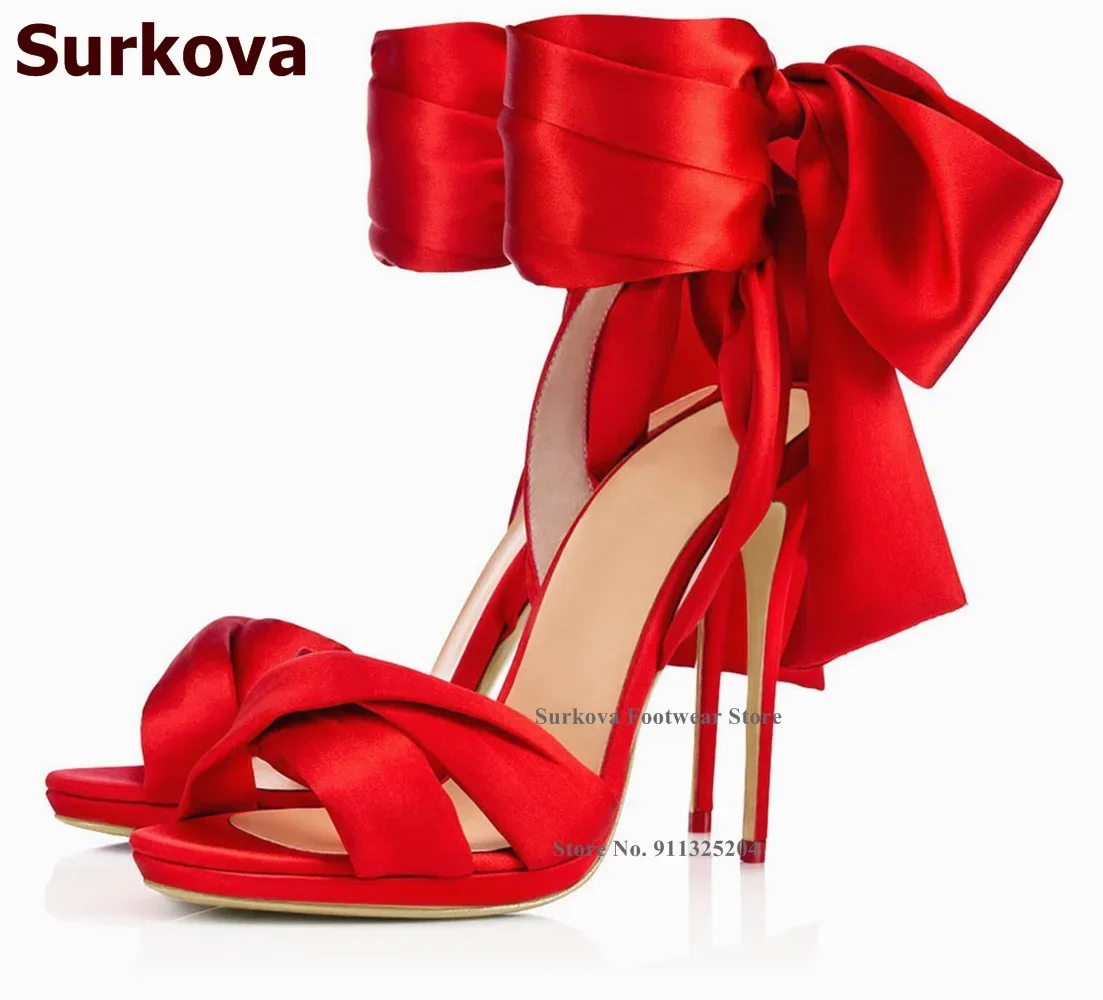 Surkova Hot Red Satin Fabric B - Satin Bow Tie 评论和价格