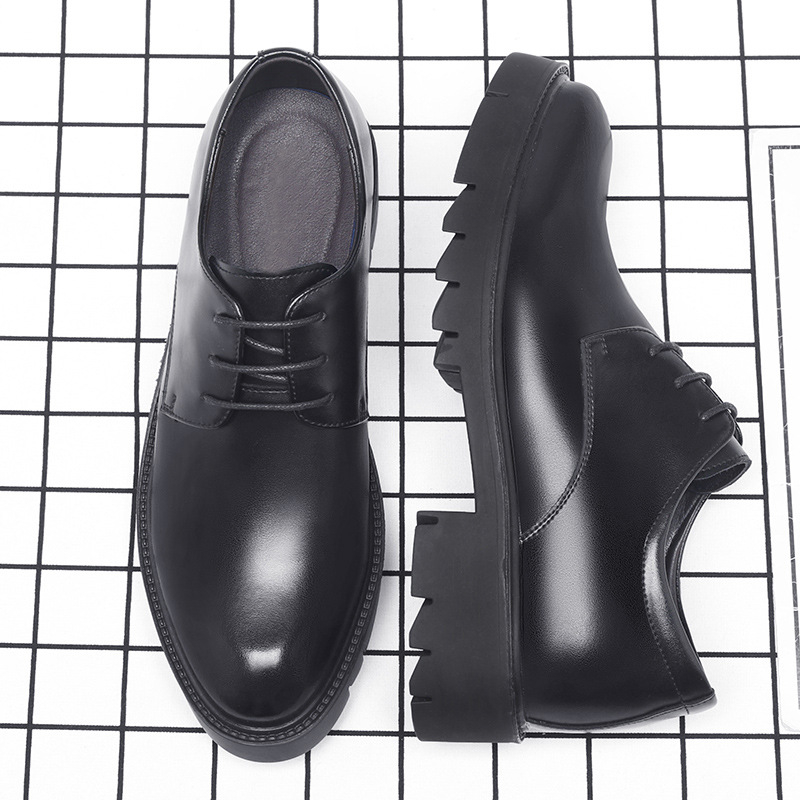 Mens Black Leather Lace Up Dre - Formal Men Daily Wear Shoes 评论和价格