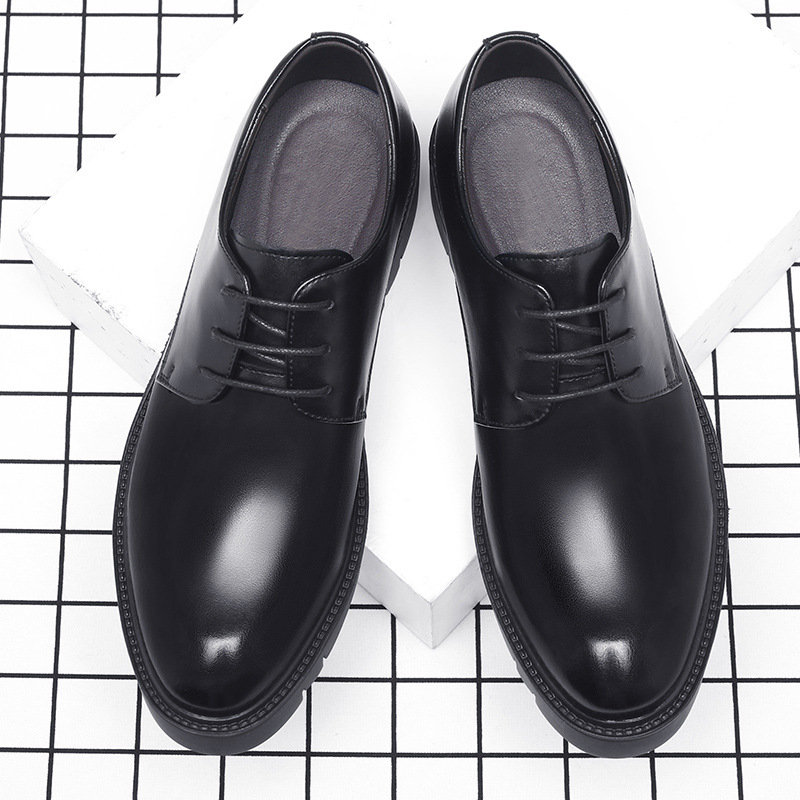 Mens Black Leather Lace Up Dre - Formal Men Daily Wear Shoes 评论和价格