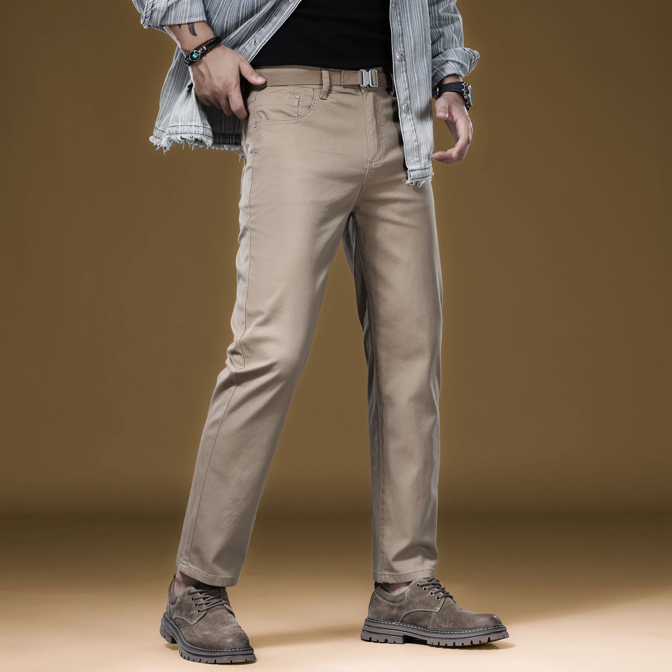 New in Quality Men's Pants Cas - Khaki Formal Wear Men 评论和价格