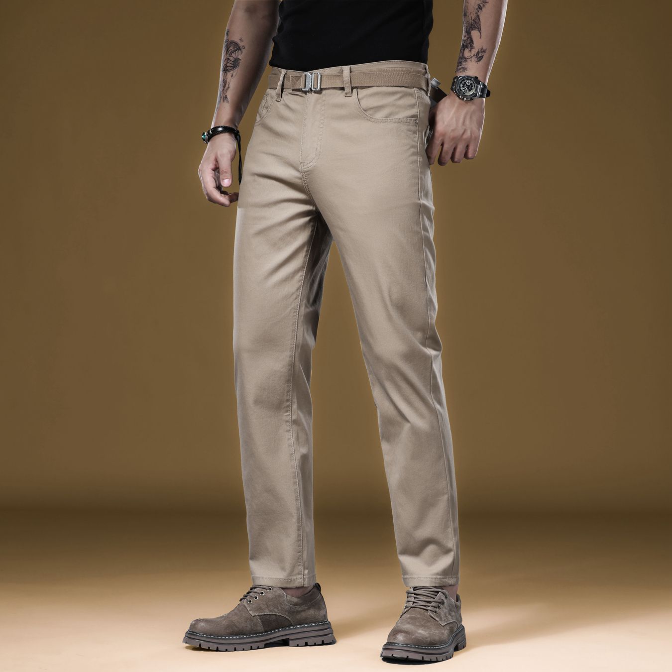 New in Quality Men's Pants Cas - Khaki Formal Wear Men 评论和价格
