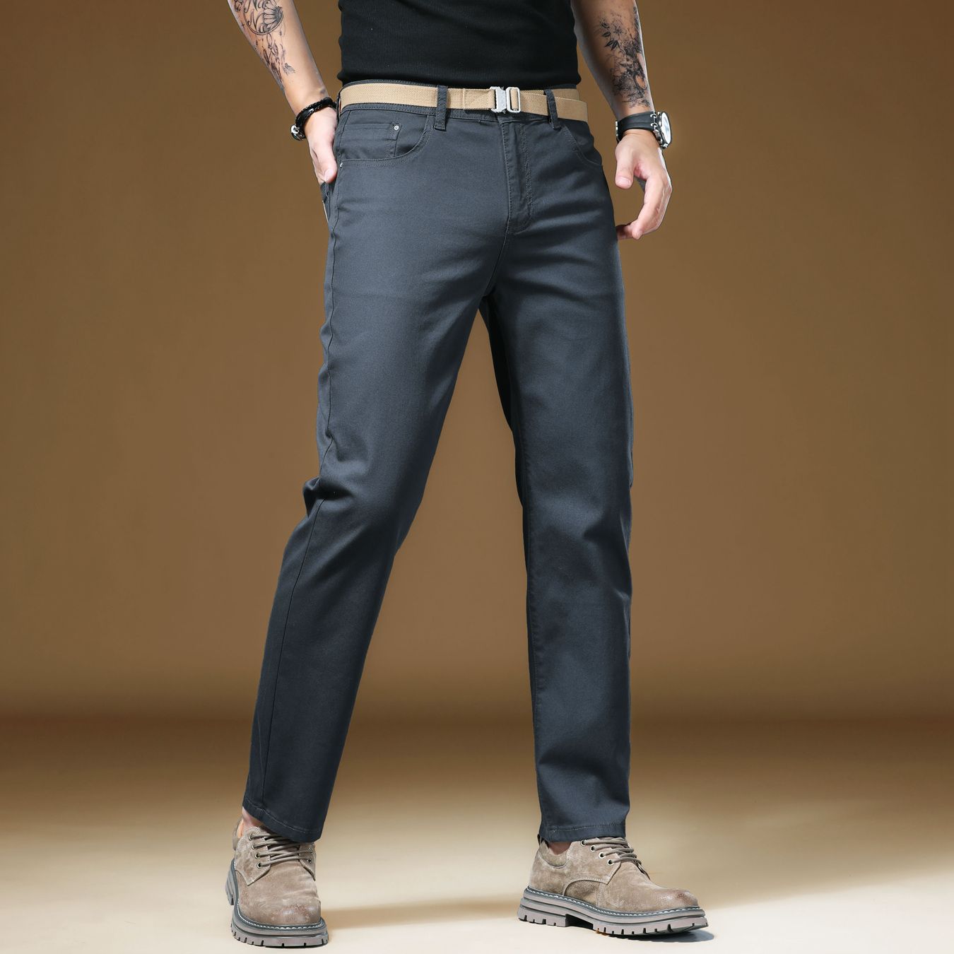 New in Quality Men's Pants Cas - Khaki Formal Wear Men 评论和价格