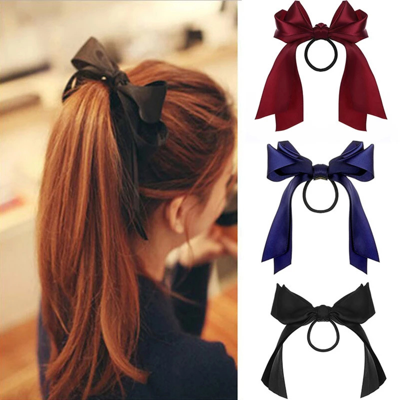 Double Layer Bow Satin Hair Ru - Satin Bow Tie 评论和价格